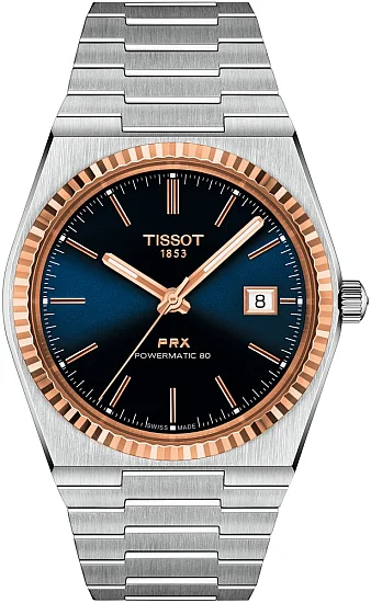 Tissot PRX 40 Powermatic 80 Dark Blue Dial 18k Gold Bezel T9314074104100