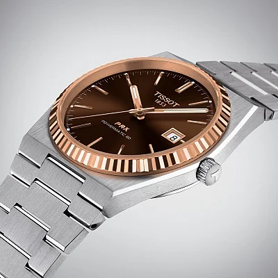 Tissot PRX 40 Powermatic 80 Brown Dial 18k Gold Bezel T931.407.41.291.00