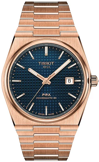Tissot PRX 40 Powermatic 80 Rose Gold PVD Dark Blue Dial T1374073304100