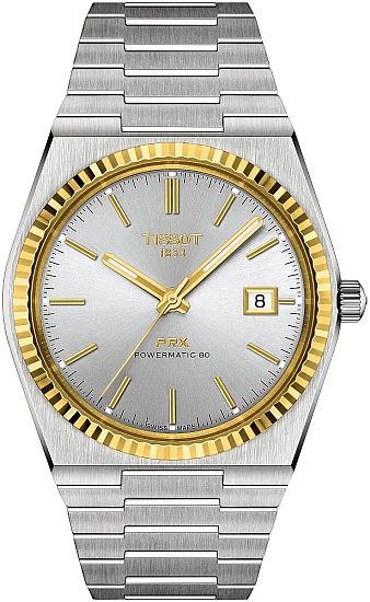 Tissot PRX 40 Powermatic 80 Silver Dial 18k Gold Bezel T9314074103101