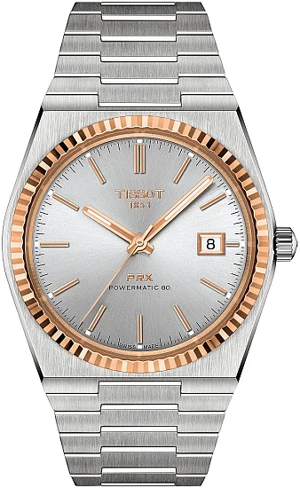 Tissot PRX 40 Powermatic 80 Silver Dial 18k Gold Bezel T9314074103100