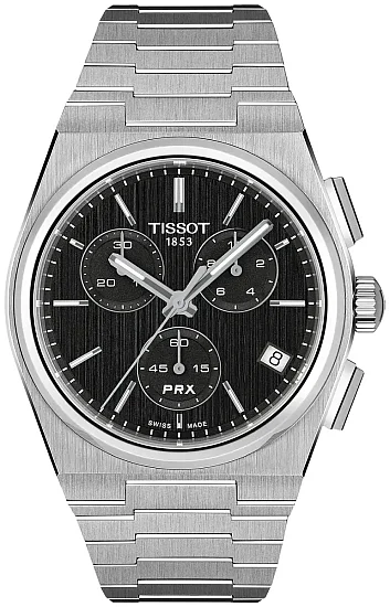 Tissot PRX 41 Chrono Steel Bracelet Black Dial T1374171105100