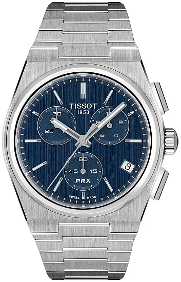 Tissot PRX 41 Chrono Steel Bracelet Blue Dial T1374171104100