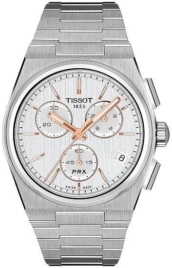 Tissot PRX 41 Chrono Steel Bracelet Silver Dial T1374171103100