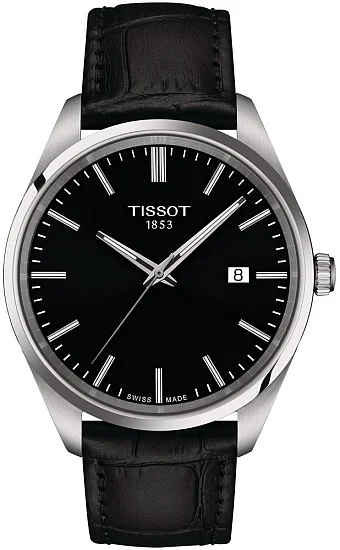 Tissot PR 100 Black Dial Black Leather Strap T1504101605100