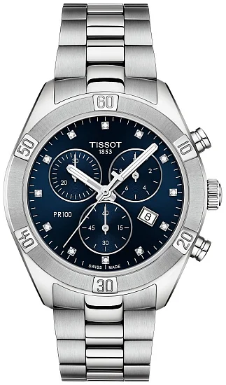 Tissot PR 100 Lady Chrono Sport Chic Dark Blue Dial Diamonds T1019171104600