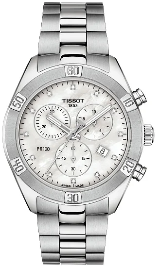 Tissot PR 100 Lady Chrono Sport Chic Pearl Dial Diamonds T1019171111600