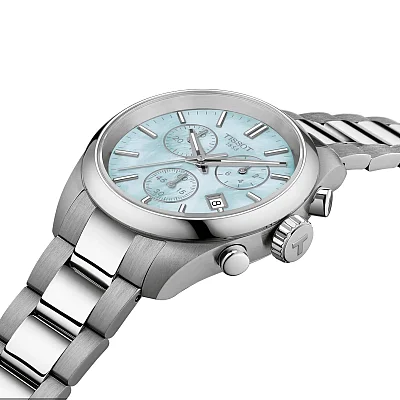Tissot PR 100 Lady Quartz Chrono Ie Blue Pearl Dial T150.217.11.131.00