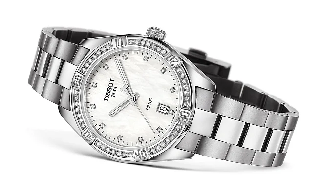 Tissot PR 100 Lady Sport Chic White Pearl Dial Diamonds T101.910.61.116.00