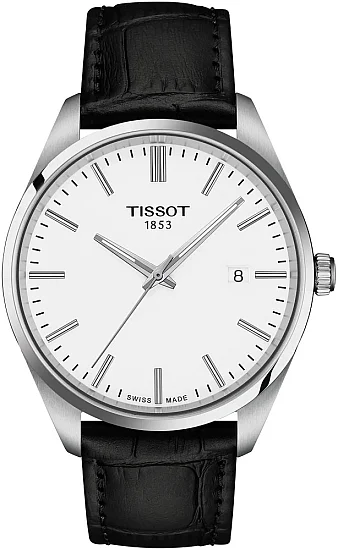 Tissot PR 100 White Dial Black Leather Strap T1504101601100