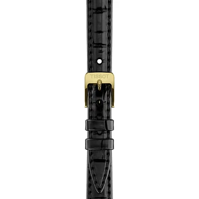 Tissot SRV Dark Pearl Dial Leather Strap Yellow Gold PVD Diamonds T160.110.36.126.00
