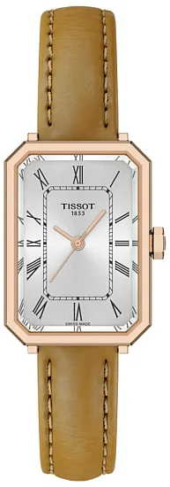 Tissot SRV Silver Dial Brown Leather Strap Rose Gold PVD T1601103603300