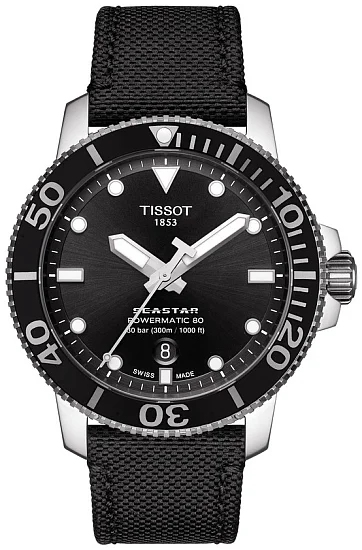 Tissot Seastar 1000 Automatic Ceramic Powermatic 80 43mm Black Synthetic Strap Black Dial T1204071705100