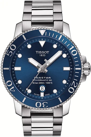 Tissot Seastar 1000 Automatic Ceramic Powermatic 80 43mm Steel Bracelet Dark-Blue Dial T1204071104103
