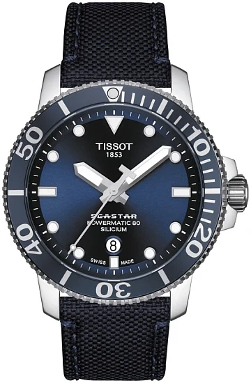 Tissot Seastar 1000 Automatic Ceramic Powermatic 80 43mm Textile Strap Dark Blue Dial Ceramic T1204071704101
