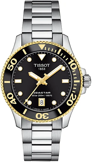 Tissot Seastar 1000 Lady Quartz 36mm Black & Gold Bracelet T1202102105100