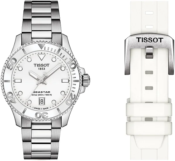 Tissot Seastar 1000 Lady Quartz 36mm White Bracelet & Strap Set T1202101101100