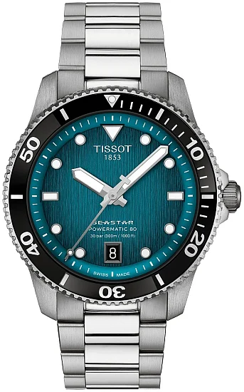 Tissot Seastar 1000 Powermatic 40mm Blue Lagoon Dial Steel Bracelet T1208071109100