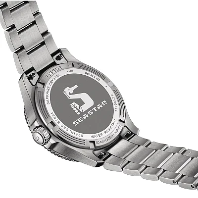 Tissot Seastar 1000 Quartz GMT 40mm Black Dial Green Bezel Steel Bracelet T120.852.11.051.00