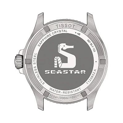 Tissot Seastar 1000 Quartz GMT 40mm Black Dial Green Bezel Steel Bracelet T120.852.11.051.00