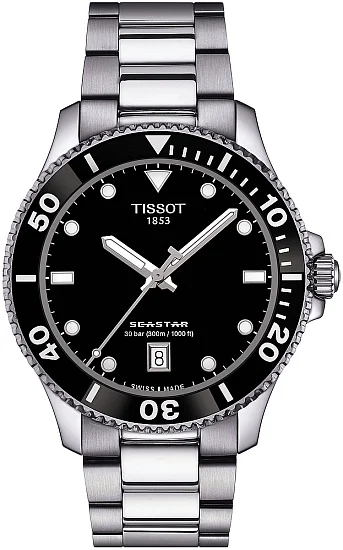 Tissot Seastar 1000 Quartz 40mm Black Dial Steel Bracelet T1204101105100