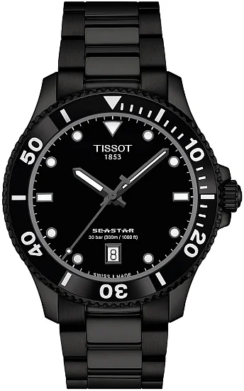 Tissot Seastar 1000 Quartz 40mm Black Dial Black Steel Bracelet T1204103305100