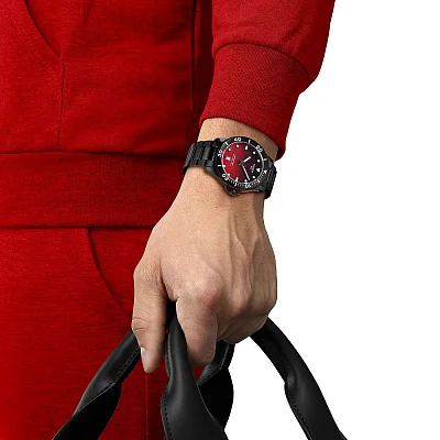 Tissot Seastar 1000 Quartz 40mm Red Dial Black Steel Bracelet T120.410.33.421.00