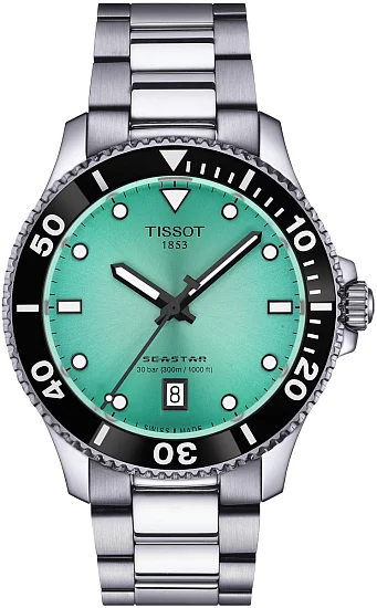 Tissot Seastar 1000 Quartz 40mm Turquoise Dial Steel Bracelet T1204101109100