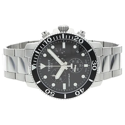 Tissot Seastar 1000 Quartz Chrono 46mm Steel Bracelet Black Dial T120.417.11.051.00
