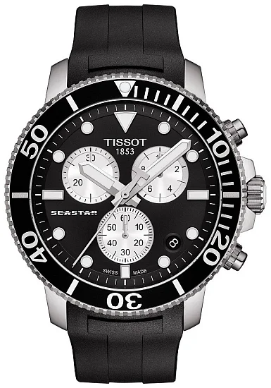 Tissot Seastar 1000 Quartz Chrono 46mm Black Rubber Black Dial T1204171705100