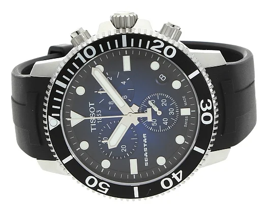 Tissot Seastar 1000 Quartz Chrono 46mm Black Rubber Blue Gradient Dial T120.417.17.041.00