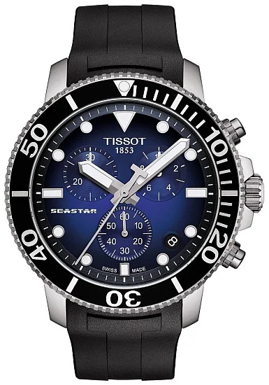 Tissot Seastar 1000 Quartz Chrono 46mm Black Rubber Blue Gradient Dial T1204171704100