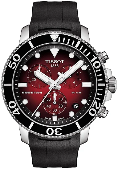 Tissot Seastar 1000 Quartz Chrono 46mm Black Rubber Red Dial T1204171742100