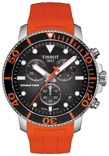Tissot Seastar 1000 Quartz Chrono 46mm Red Rubber Black Dial T1204171705101