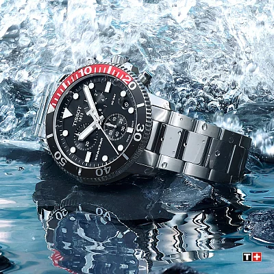 Tissot Seastar 1000 Quartz Chrono 46mm Steel Bracelet Black Dial T120.417.11.051.01