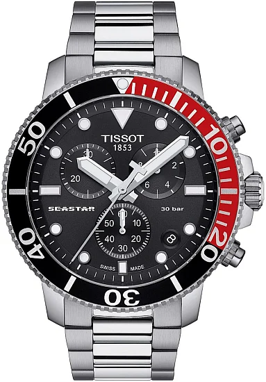 Tissot Seastar 1000 Quartz Chrono 46mm Steel Bracelet Black Dial T1204171105101