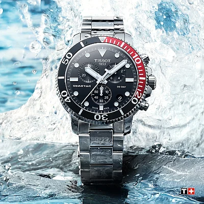 Tissot Seastar 1000 Quartz Chrono 46mm Steel Bracelet Black Dial T120.417.11.051.01