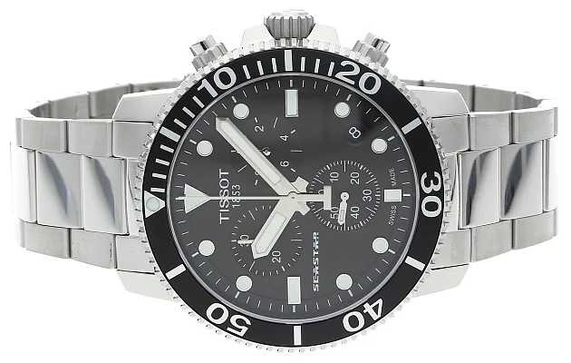 Tissot Seastar 1000 Quartz Chrono 46mm Steel Bracelet Black Dial T120.417.11.051.00