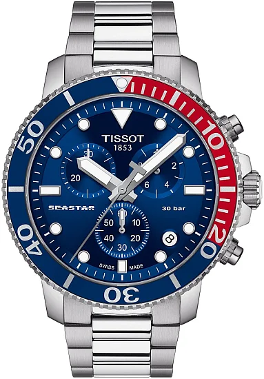 Tissot Seastar 1000 Quartz Chrono 46mm Steel Bracelet Blue Dial T1204171104103