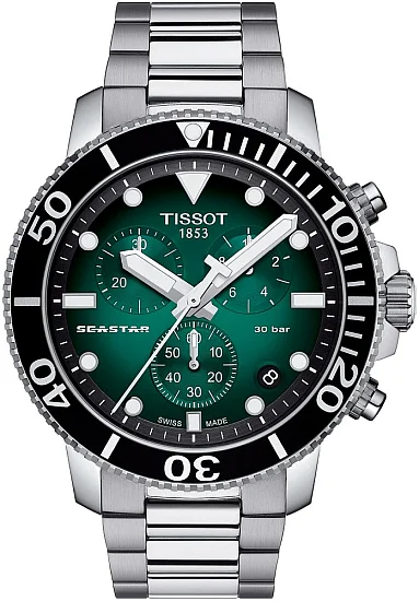 Tissot Seastar 1000 Quartz Chrono 46mm Steel Bracelet Green Gradient Dial T1204171109101