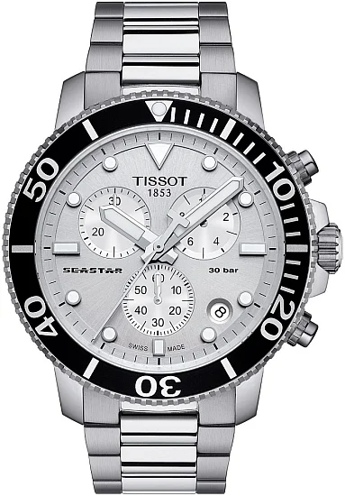 Tissot Seastar 1000 Quartz Chrono 46mm Steel Bracelet Silver Dial T1204171103100
