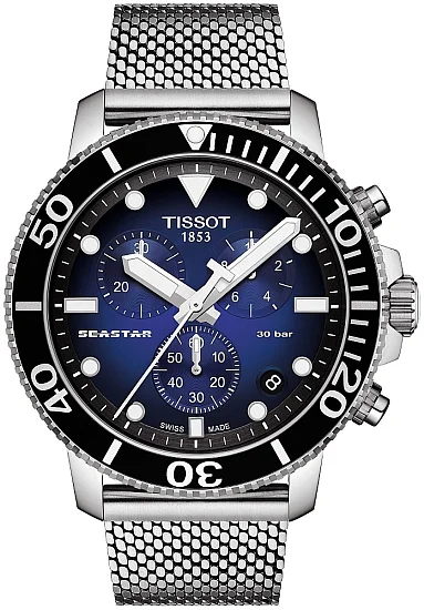 Tissot Seastar 1000 Quartz Chrono 46mm Steel Mesh Blue Gradient Dial T1204171104102
