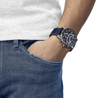 Tissot Supersport 45 Chrono Blue Dial Blue Hybrid Strap T125.617.17.051.03