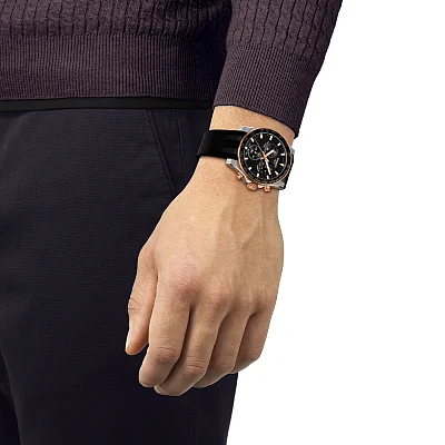 Tissot Supersport 42 Chrono Black Dial Rose Gold PVD Black Rubber Strap T125.417.27.051.00