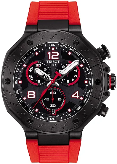 Tissot T-Race Quartz Chrono Black Dial Red Rubber MotoGP Limited Edition T1414173705701
