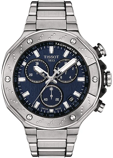 Tissot T-Race Quartz Chrono Dark Blue Dial Steel Bracelet T1414171104100