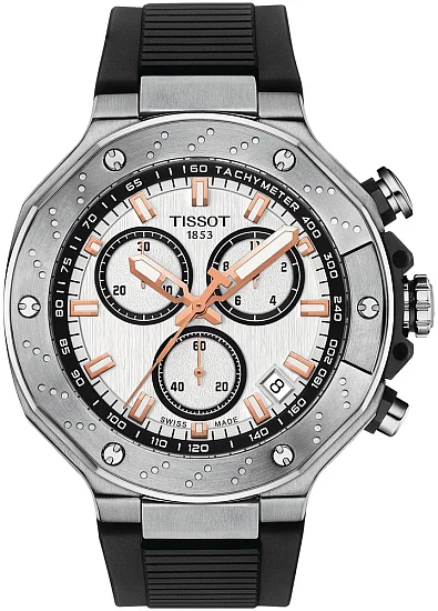 Tissot T-Race Quartz Chrono White Dial Black Rubber Strap T1414171701100