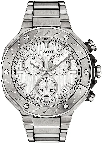 Tissot T-Race Quartz Chrono White Dial Steel Bracelet T1414171103100