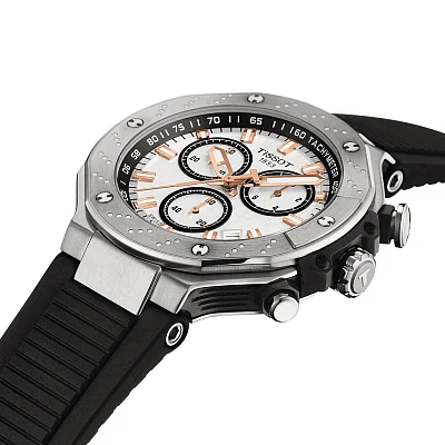 Tissot T-Race Quartz Chrono White Dial Black Rubber Strap T141.417.17.011.00