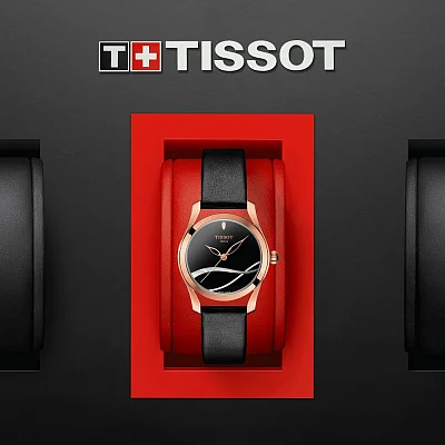 Tissot T-Wave Rose Gold Black Leather Black Dial T112.210.36.051.00